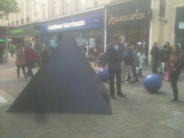 STK_Int's tweet image. Black pyramid appears in #bristol city centre #atomkraft #mayfest
