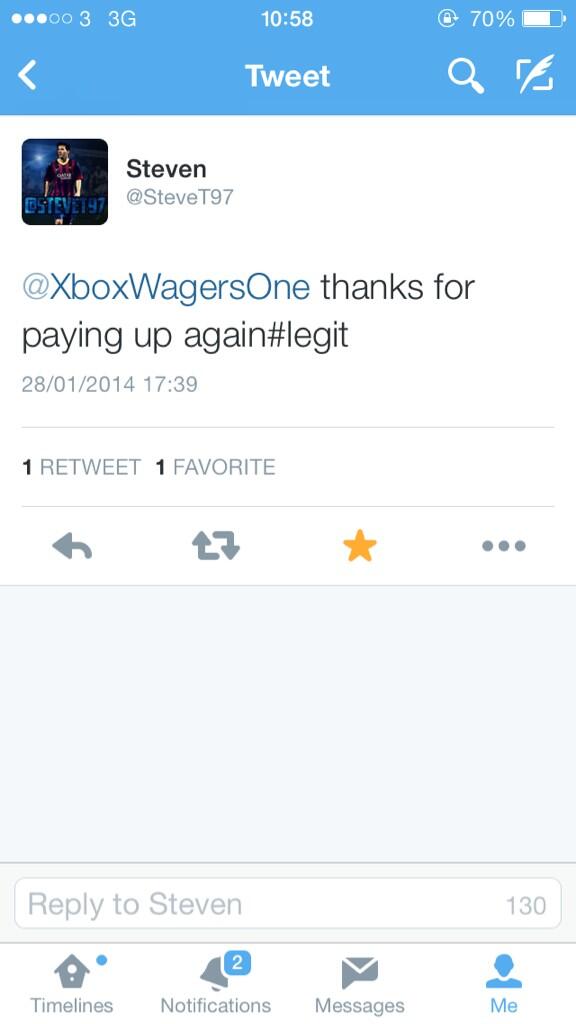 XboxWagersOne's tweet photo. @SteveT97 ok mate, this is when I played you http://t.co/OLkAPwOfQN