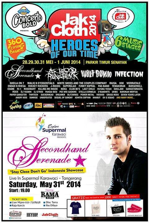 Secondhand Serenade "Stay Close Dont Go" Indonesia Showcase 28 Mei & 31 Mei 2014