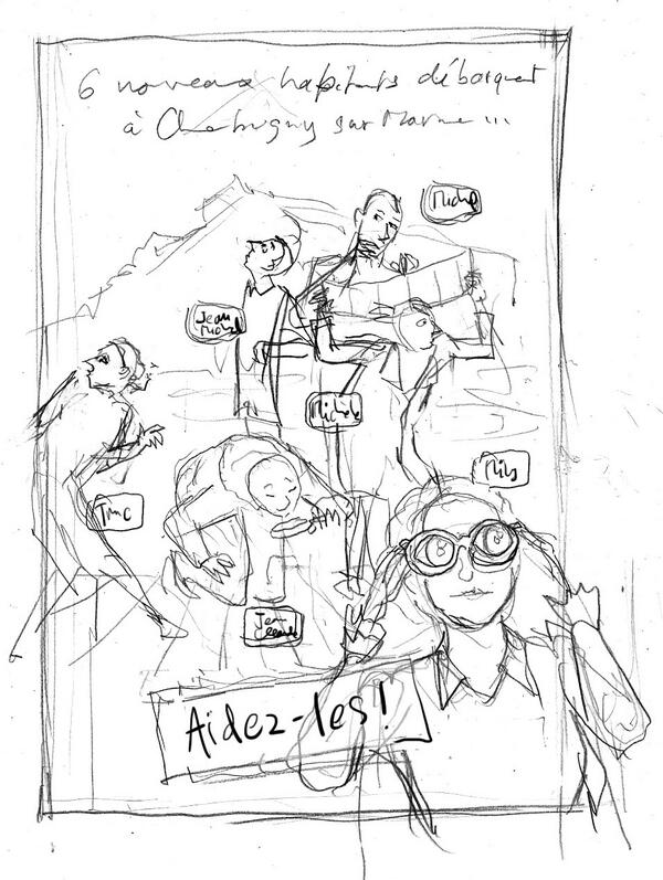 Inclownito's tweet photo. croquis d'une affiche de Renaud Pennelle #Inclownito @Champigny-sur-Marne http://t.co/VhYvoWCik1