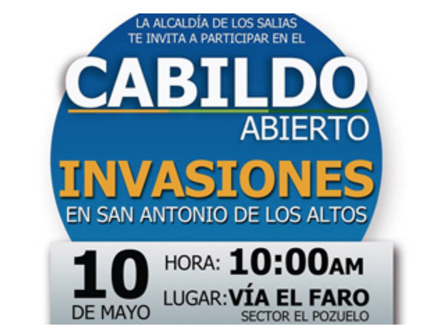 LosSaliasTV's tweet photo. Hoy 10am es Cabildo abierto en El Faro para tratar el tema de las invasiones en LosSalias  http://t.co/krx6wYThtk http://t.co/ZrswdCUKdK