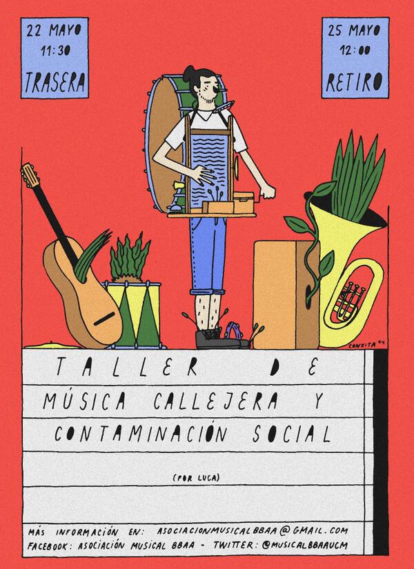 MusicalBBAAUCM's tweet photo. Y el taller de música callejera continúa el domingo 25 a las 12.00 en el Retiro. @bellasartesUCM ¡Todxs invitadxs! http://t.co/kDQ1or3PJc