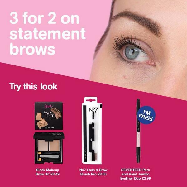 Get the statement brow 3for 2 on thousands of self selection cosmetics, beauty accessories and No7 in <a href="/Leamingtonbts/">Boots Leamington</a>