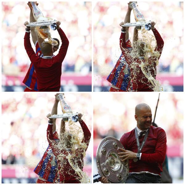 sporx's tweet photo. Daniel Van Buyten ve Josep Guardiola'nın şampiyonluk kutlaması... http://t.co/KW5bfkQfQJ