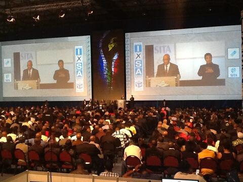 eNCA's tweet photo. RT @imanrappetti: President Jacob Zuma addresses IEC results declaration ceremony. #getinked2014 http://t.co/4mHnm8wHjf