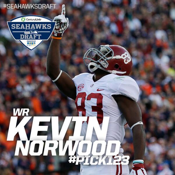 Seahawks's tweet photo. With #Pick123 of the #NFLDraft (from @Bengals) the #SeahawksDraft @MrClutch_83, WR from @AlabamaFTBL. http://t.co/x63e5Ifhag