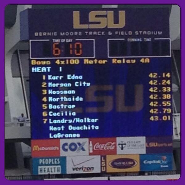 ApDeanSmith's tweet photo. Congratulations to @TheRealCamLewis @5_go_live for placing 3rd in the 4x100 relay race @LHSAA State Track Meet. http://t.co/nkNHrP6LbV