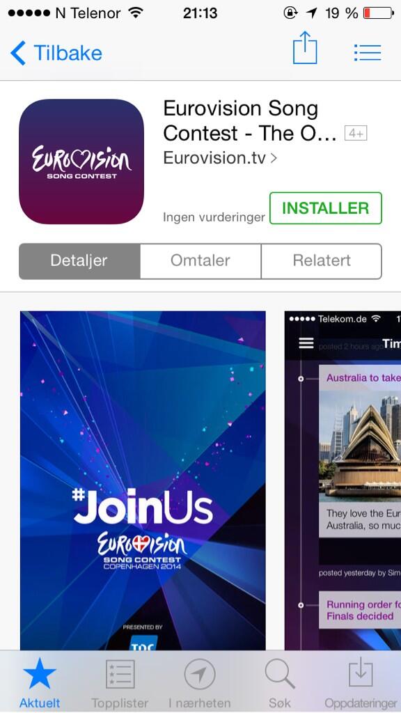 Jepp, laster ned appen #escnrk3