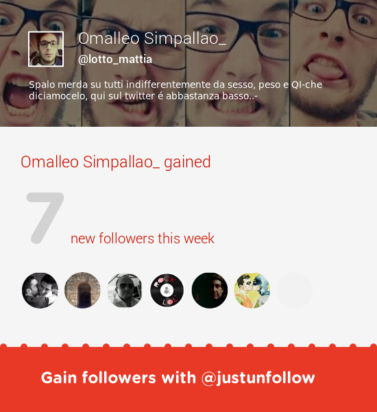 Fab tweeps @EteroLeso @ArmaniEnzo @MarcoVallardi & more followed me. Grow with justunfollow.com/?r=twp