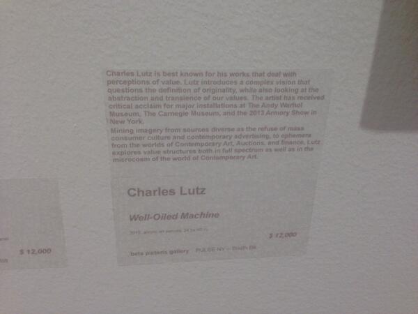 ThisIsArtNOT's tweet photo. For 12k, I can also tell you that you suck. To your face. In person. #pulse2014 #PULSEArtFair http://t.co/qxclDTfw8R