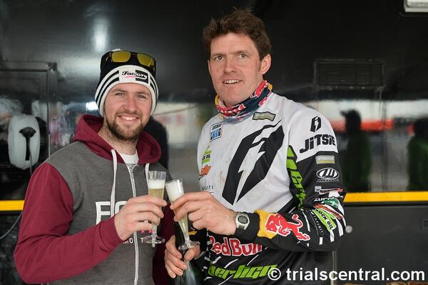 A Trials Central Exclusive. The 2014 SSDT winner and runner-up celebrate. This image is COPYRIGHT Trials Central.