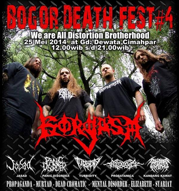 Jasad, Turbidity, Panic Disorder akan menemani GORGASM dalam acara 'Bogor Death Fest #4' sebelum melawat ke Sidoarjo.