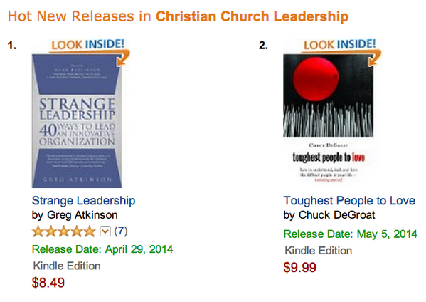 GregAtkinson's tweet photo. Humbled to be w/ @chuckdegroat as the #1 and #2 New Releases in Christian Church Leadership http://t.co/bVS5CZD7x5 http://t.co/HnWevPvorj