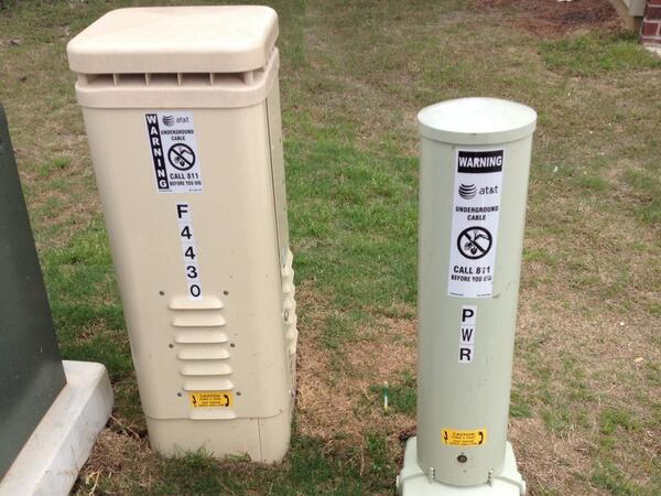 mkanderson27's tweet photo. @ATT @ATTCustomerCare why can't we get internet service if this is in our yard?  #withoutinternet http://t.co/wNJDmh7whv