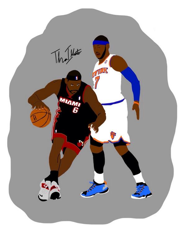 Tha_Illustrator's tweet photo. @KingJames and @carmeloanthony illustration!!! What y'all think? http://t.co/bgzsAkUCs0