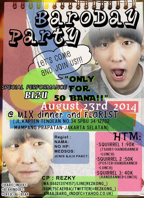 <a href="/BANApalembang/">Let's Fly B1A4 !</a> Help RT &amp; let's join us^^ Gath #BARODAYPARTY ⇨23 Agustus 2014⇦ more info⇨ twitlonger.com/show/n_1s1n9pd