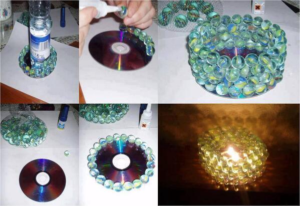home_decorr's tweet photo. Marbles + Old DVD Luminary! http://t.co/D8ddbDhxWp