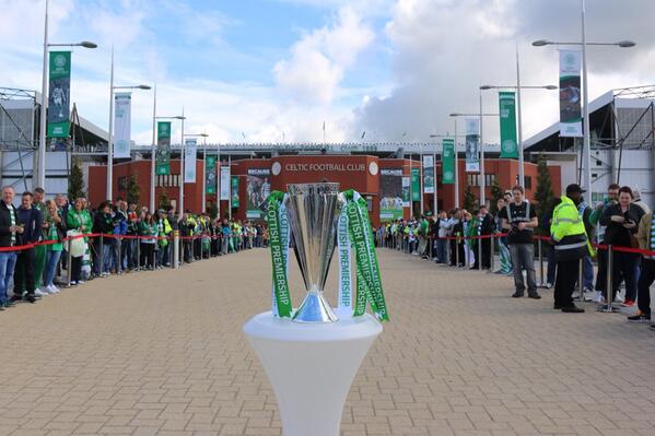 CelticFC's tweet photo. The league trophy has arrived outside Paradise. (NM) http://t.co/sWMp1NiBSP