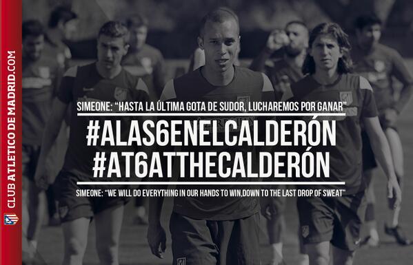 Javiela_R's tweet photo. “@Atleti:"Hasta la última gota de sudor, lucharemos por ganar" #Alas6enelCalderón #AtletiMálaga #AúpaAtleti http://t.co/eI7CRAEreX”/allá voy