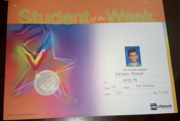 CoachCooley10's tweet image. So proud of my nephew for getting Student of the Week at his school. #ProudAuntMoment 😏