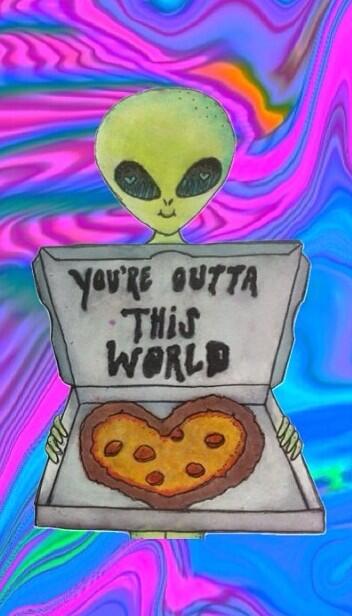 radicalheaders's tweet image. [ cute lockscreen ] wowow aliens and pizza what more could you want