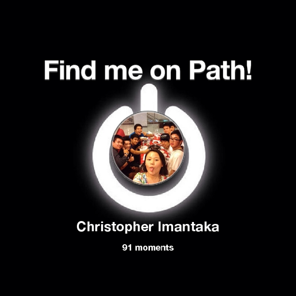 chriz_taka's tweet photo. I've shared 91 memories with my friends on #Path - see them now at http://t.co/hzuFLSJYK3! #thepersonalnetwork http://t.co/7FvO1m15vJ