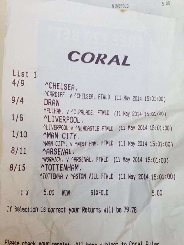 JDixon111's tweet photo. Acca winner !!!! http://t.co/aRabfPuROH