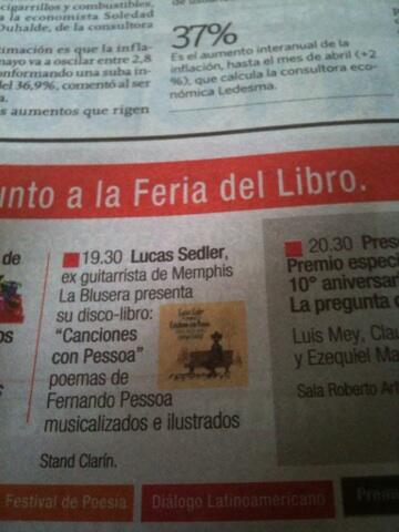 walterdominguez's tweet photo. Vamos @LucasSedler Hoy, 19.30, Feria del Libro. Rock y literatura. http://t.co/1SvJX2jGtZ