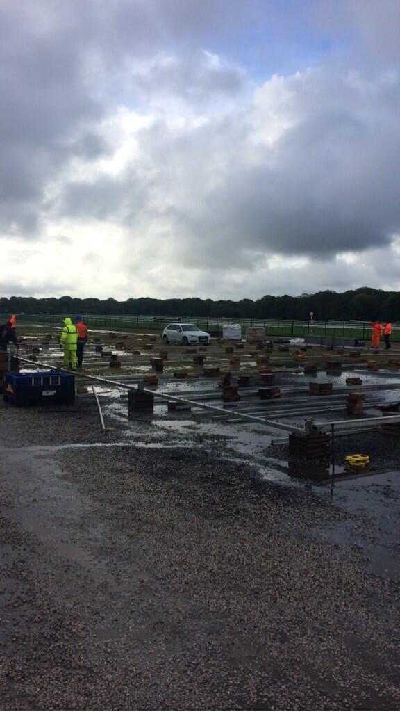 I love it when you turn up to build a marquee and someone has left a car in the middle of your site! #haydockraces