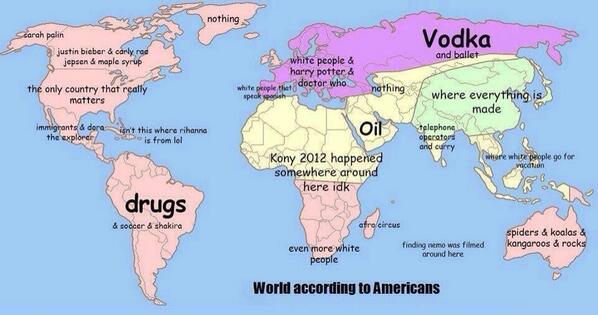 Where is this country. White people Map. World according to America.