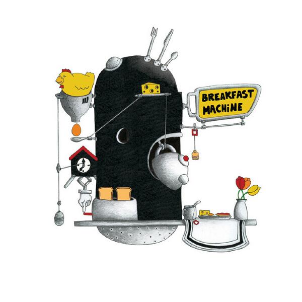 youloveapple1's tweet image. Proyecto máquina de desayuno #breakfastmachine Ilustración hecha por los artistas japoneses Yuri Suzuki y Masa Kimura
