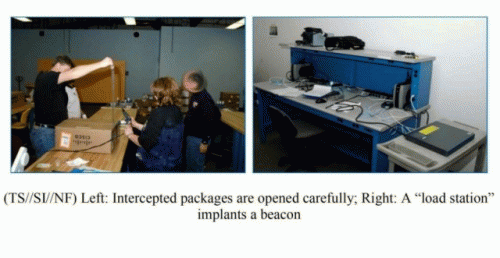 TheAnswerSAS's tweet photo. Técnicos de la NSA saboteando un  router Cisco antes de su exportación..[http://t.co/P2z6tLIxhT] http://t.co/vZ3gvqhxA4