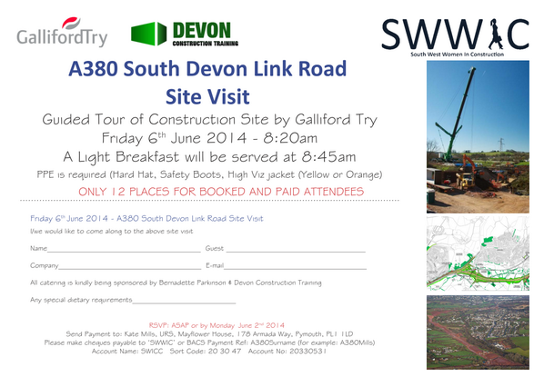 SWWIC's tweet image. Forthcoming Site Visit, South Devon Link Rd A380 thanks to @gallifordtryplc &amp;amp; #DevonConstructionTraining #SignUpQuick