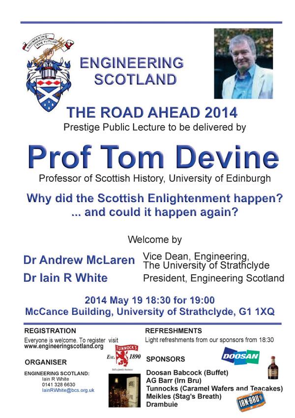 iesis1857's tweet photo. Our colleagues at Engineering Scotland @Eng_Scot have the annual Road Ahead lecture this evening with Prof Tom Devine http://t.co/8KmaHGB2dF
