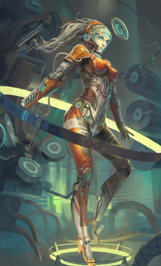 O Xrhsths 無人機bot Sto Twitter ロボットガール Robot Girl 中国で活動している表酱紫なるアーティストによって発表されたイラストの一つ 女性のような容姿を持ったヒューマノイドロボットのように感じられる ボディの各部が緑色に光る Http T Co W5o2szz8x0