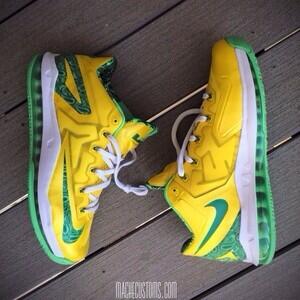 UserKicks's tweet image. Mache custom "lemon lime" Lebrons