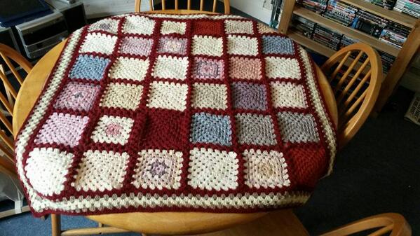 knitsnbobs's tweet photo. Newest make! Granny square patchwork blanket. Its 39" square so 'lap' blanket size. £15+p&amp;p #knitsnbobs #handmade http://t.co/ClvZqXpwyk
