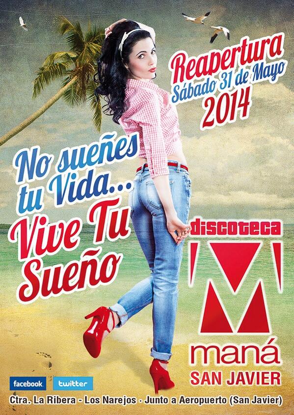 Mana_SanJavier's tweet photo. No sueñes tu vida .... Vive tu sueño.
Reapertura Sábado 31 Mayo 2014 , vuelve el espíritu Maná http://t.co/mNjIpH22wG