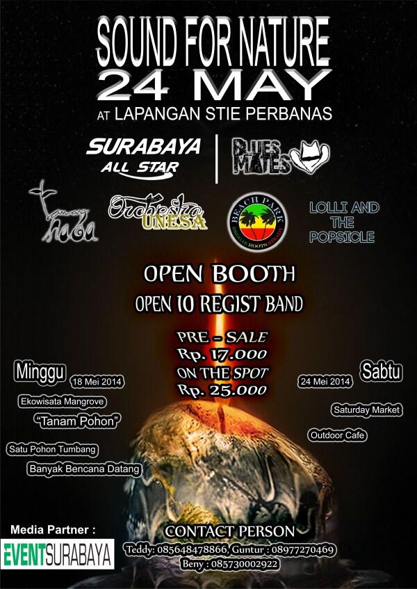 eventsurabaya's tweet photo. SOUND FOR NATURE, 24 May at Lap STIE Perbanas. Come on lets join with us. @bandperbanas CP Beny 085730002922 http://t.co/1wMOCixWfj