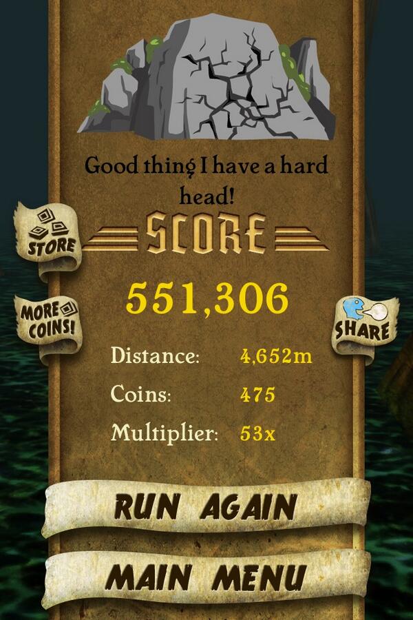 bosshog1110's tweet photo. I got 551,306 points while escaping from demon monkeys. Beat that! http://t.co/DelFrvKHDz #TempleRun http://t.co/VzpnaCUxFK