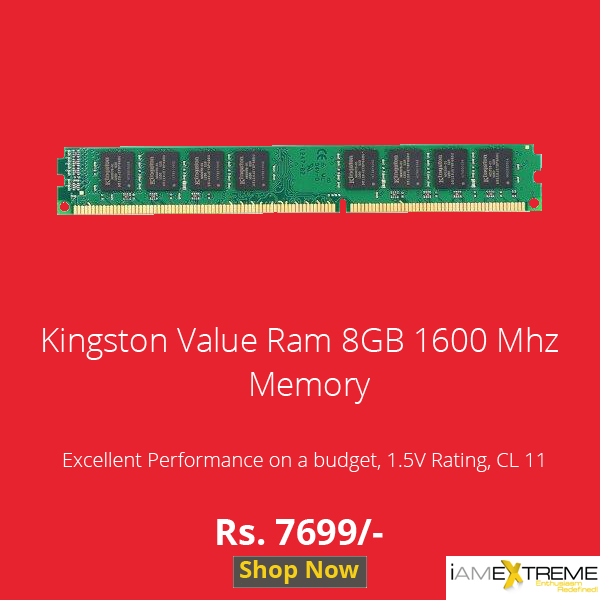 beegeeknet's tweet photo. #Kingston Value #Ram 8GB 1600Mhz. Rs. 7699/- Shop Now: http://t.co/0RfKrTeCfu #iamextreme #desktopmemory #desktopram http://t.co/FUOY8paATh