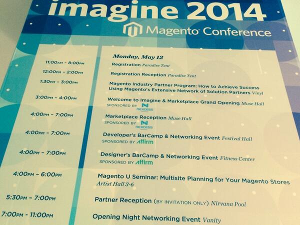 DCKAP: #MagentoImagine Monday schedule http://t.co/o6GJrLLEsj