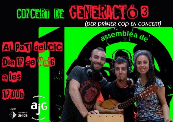 Dissabte 17 de maig al pati del cic a les 19h: concert #generació3 #10anysassemblea #fempoble