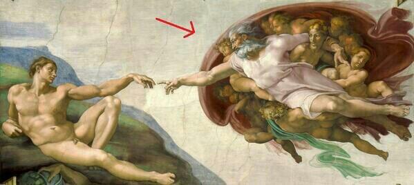 bilio_muydunuz's tweet photo. Michelangelo'nun "Adem'in Yaratılışı" eserinde Tanrı'yı koyduğu kısım, insan beyninin silüetidir: http://t.co/GEsCB7AFI0