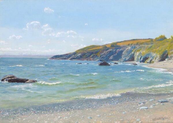 #ArthurHughes - Perrant Point, Cornwall - Kostaldeko paisaia - #pintura #art #artwit #iloveart #followart #painting