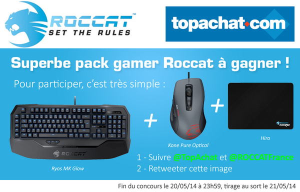 TopAchat's tweet image. Pour tenter de gagner un superbe pack gamer, il suffit de suivre @ROCCATFrance &amp;amp; @TopAchat et de RT ce tweet ;-)