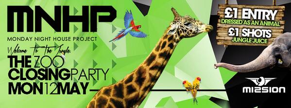 DoubleDutchLDS's tweet image. Monday Night House Zoo Project @ Mission tonight! The last MNHP until September! £1 entry when dressed as an animal!