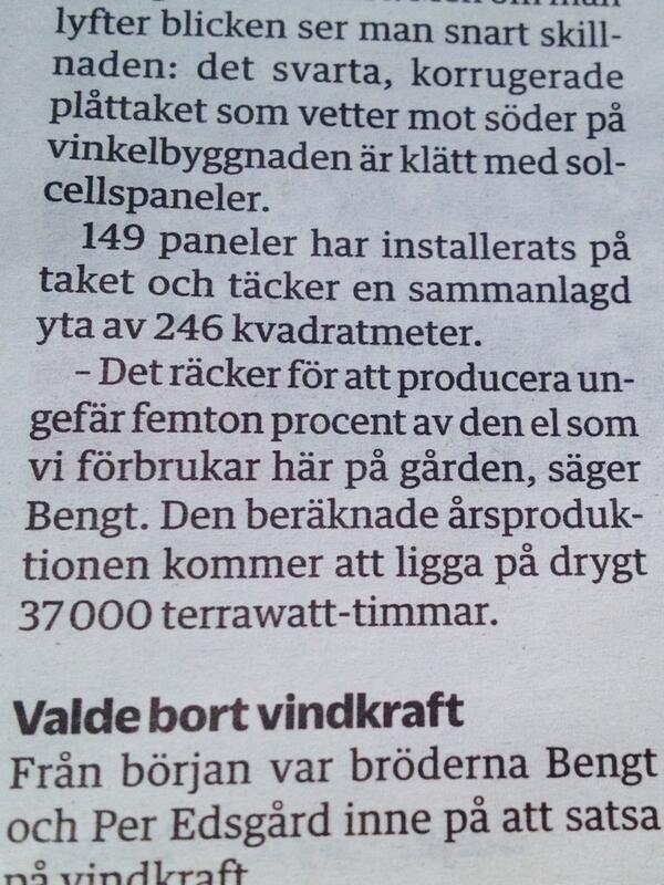 jonatanbjorck's tweet photo. Bröderna Edsgård har fixat världens energiproblem, på taket på sin lada, enligt @nwtse - 37 000 tWh per år! Härligt! http://t.co/PzxBCKeSQu