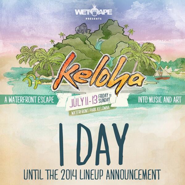 Tourism_Kelowna's tweet photo. Yepee! RT @KelohaFestival: The 2014 @KelohaFestival lineup will be announced tomorrow! #Kelowna #Keloha #1MoreSleep http://t.co/PuIaGQwkwN