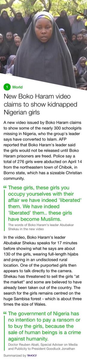 actionmansaha's tweet photo. New Boko Haram video claims to show kidnapped Nigerian girls #Boko #Haram. http://t.co/LN6jBFNrwv http://t.co/sITPtAx6xj